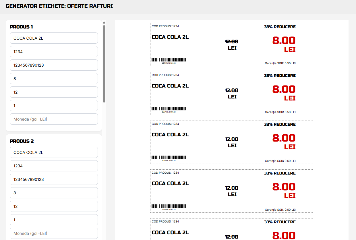 Etichete oferta raft